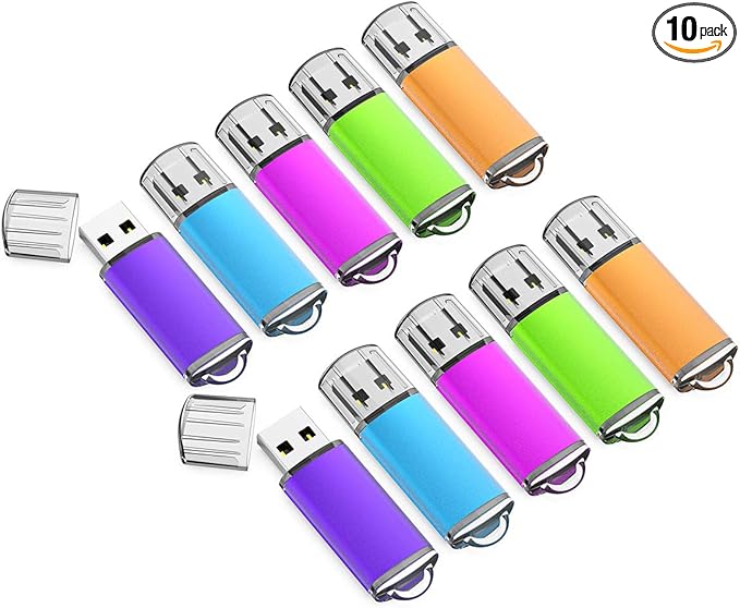4GB USB Flash Drive 10 Pack Easy-Storage Memory Stick K&ZZ Thumb Drives Gig Stick USB2.0 Pen Drive for Fold Digital Data Storage, Zip Drive, Jump Drive, Flash Stick, Mixed Color
