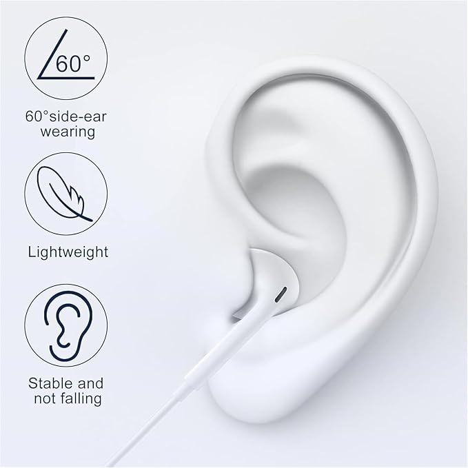 Wired Headphones for iPhone Earbuds with Lightning Connector,2 Packs Built-in Mic & Volume Control HiFi Stereo Nosie Reduction Earphones Compatible with iPhone 14/13/12/11/XR/XS/X/8/7 Support All iOS