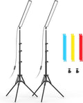 2 Pack LED Video Light Stick with 62.99'' Tripod Stand/Color Filter, Dimmable 2500K-8500K Studio Light Wand Photography Lighting Kit for Video Recording/Game Streaming/Photo Content/YouTube