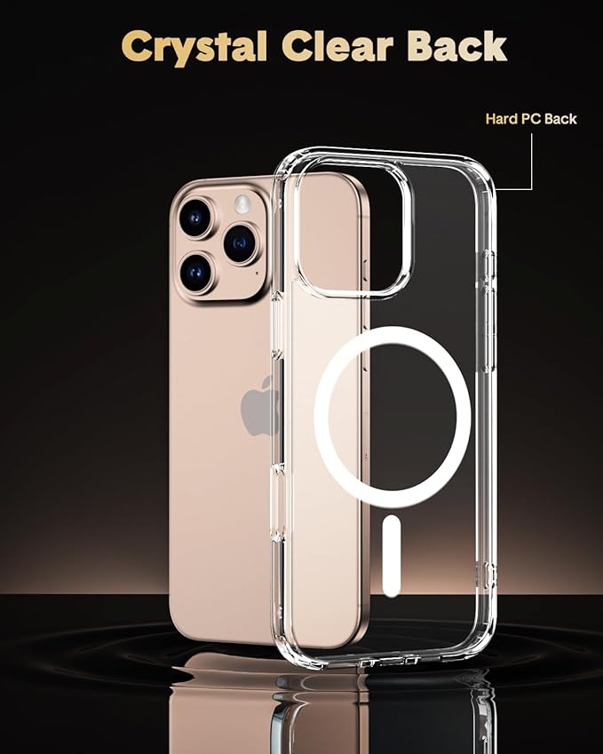 for iPhone 16 Pro Case,Compatible with MagSafe,Magnetic Slim Cover,Anti-Yellowing & Shockproof,Full Camera Protection,Includes Screen & Lens Protectors,Clear Protective Case
