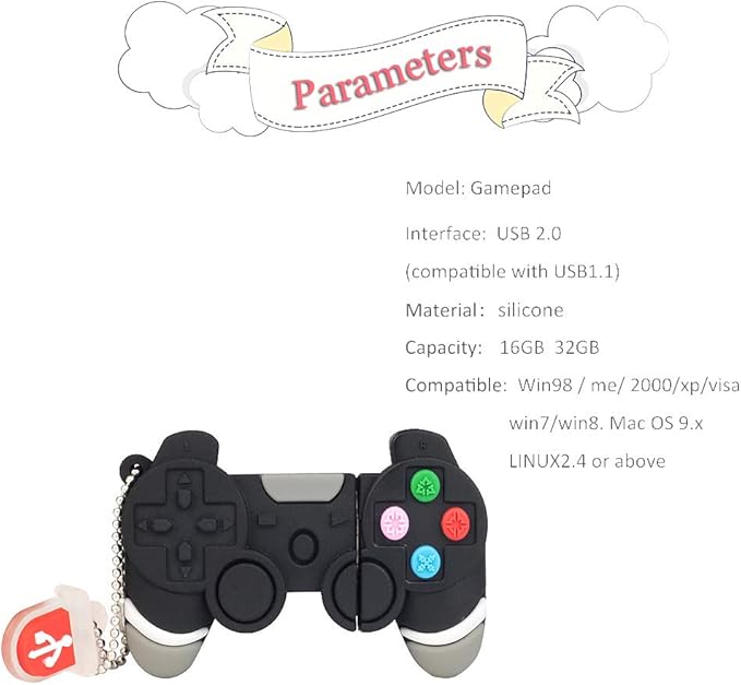 Cute USB Flash Drive 16GB Gamepad Model USB Memory Stick U Disk for Kids Students Gift Pendrive
