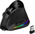 AOC 2.4GHz Ergonomic Mouse, Wireless Bluetooth Vertical Mouse for Work, 4800 DPI Optical Tracking, 5 Adjustable DPI, Quiet Clicks, RGB Light, Compatible with Computer, Laptop, PC, Mac, Desktop - Black