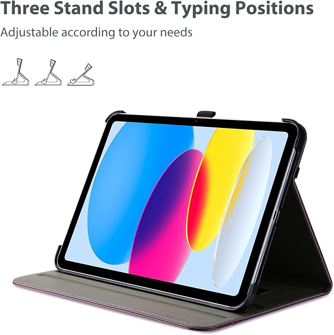 ProCase for iPad A16 11th Generation 11 Inch 2025/iPad 10th Generation Case 10.9 Inch 2022, iPad 11/10 PU Leather Case Business Stand Cover Smart Folio with Hand Strap Front Pocket Pen Loop-Darkpurple
