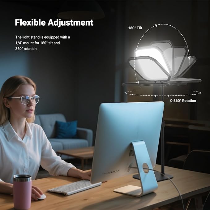 NEEWER Basics 10.8" Video Conference Lighting with Desk Stand & Phone Holder, 15W Bi Color Edge Lit Full Screen Light CRI95+ for Computer Laptop Webcam Zoom Calls Streaming