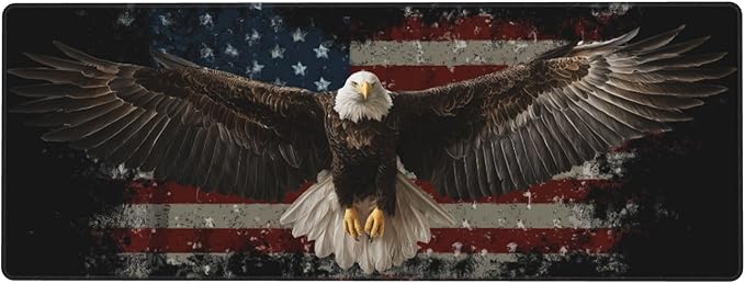 American Flag Bird Mouse Pad Extended Large Gaming Mouse Pad XL Stitched Edges for Gamer Home Office 31.5 X 11.8 Inch