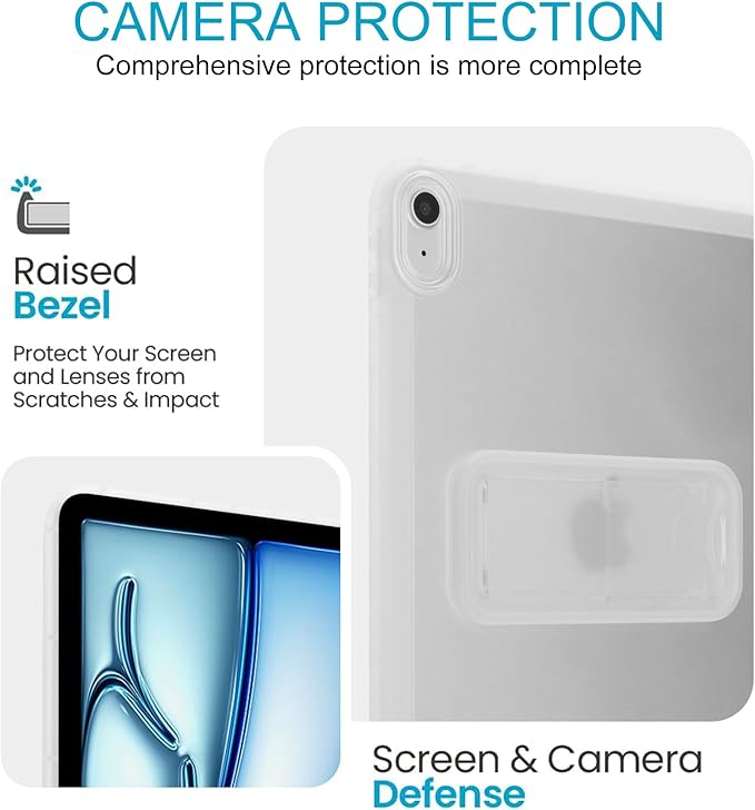 Slim Case for iPad (A16) 11th Generation 11 Inch 2025 / iPad 10th Generation 10.9 Inch 2022, Built-in Kickstand Non-Slip Shockproof Rugged Protective for iPad 11th 10th Gen, Clear