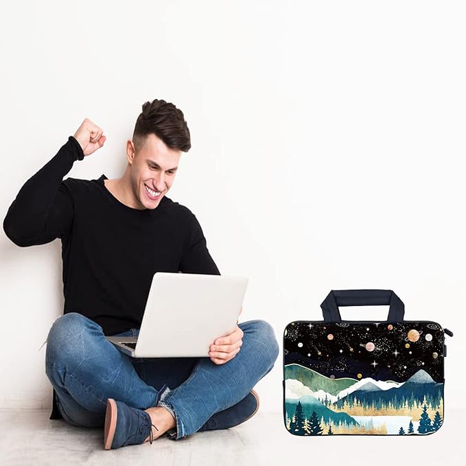 AMARY Laptop Sleeves 11.6" 12" Laptop Handle Bag Neoprene Notebook Carrying Pouch Chromebook Sleeves case Ultrabook Case Tablet Cover Fit Apple MacBook Air HP DELL Lenovo Asus (Mountains Galaxy)