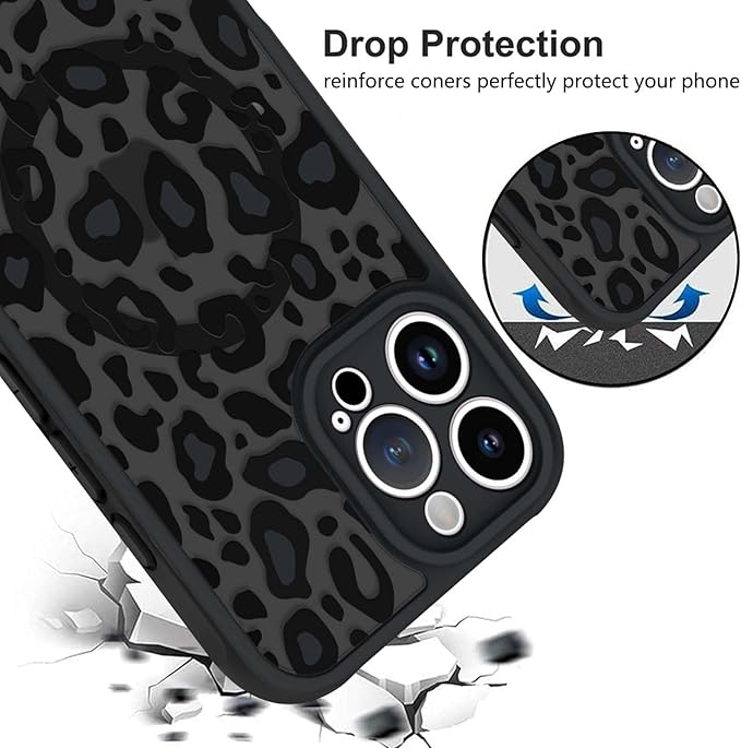 KANGHAR Case for iPhone 16 Pro Max Phone Case [Compatible with Magsafe] Leopard Printed Pattern Cute Cheetah Protective Magnetic Case for Girls Women Men 6.9"