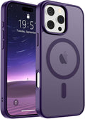 SUPFINE Magnetic for iPhone 16 Pro Max Case(Compatible with MagSafe)(Military Grade Drop Protection) Slim Translucent Matte Shockproof with Anti-Fingerprint Phone Case,Dark Purple
