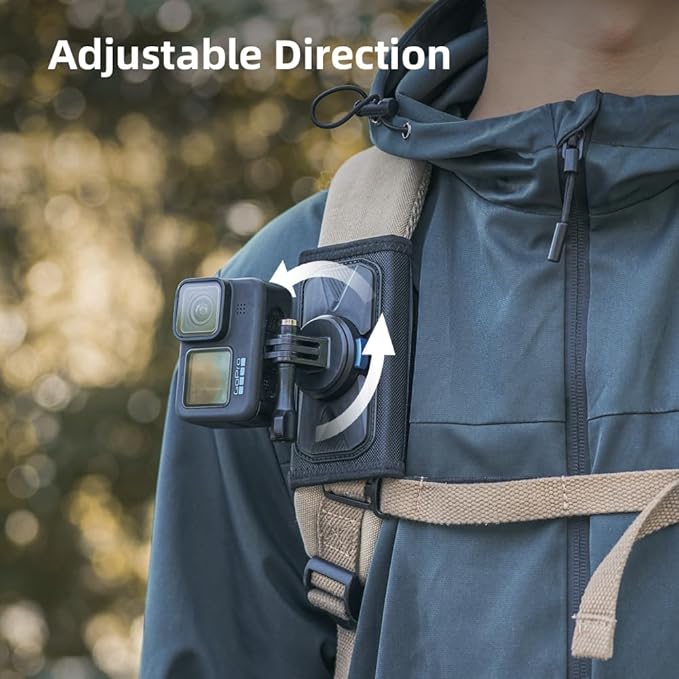 Magnetic Backpack Shoulder Strap Mount, Magnetic Quick Release Backpack Mount, Bag Belt Shoulder Strap Holder Clip Compatible with DJI Action 6/5 Pro/4/3, GoPro Hero 13/12/11/10/9, AKASO and More