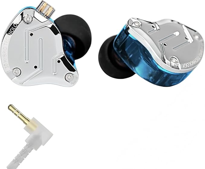 KZ ZS10 PRO in Ear Monitor Headphones, 4BA+1DD 5 Hybrid Driver Gaming Earbuds Wired Earphones, HiFi Clarity Sound Immersive Bass IEMs for Gaming Musician Singer Audiophile (Blue Without Microphone)