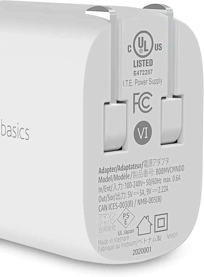 Amazon Basics 20W Foldable USB-C Wall Charger with Power Delivery for Tablets & Phones (iPhone 16/15/14/13/12/11/X, iPad, Samsung), Portable, non-PPS, White