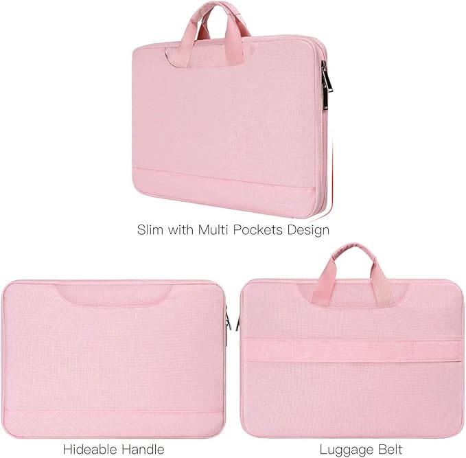 11.6-12.9 Inch Laptop Bag Sleeve Women Ladies TSA Briefcase for Macbook Neo 13 A18 Pro A3404, 13" iPad Pro M5 M4, iPad Air 13 M4 M3 2026 2025, iPad 12.9", Acer Lenovo Dell Chromebook 11.6" Case, Pink