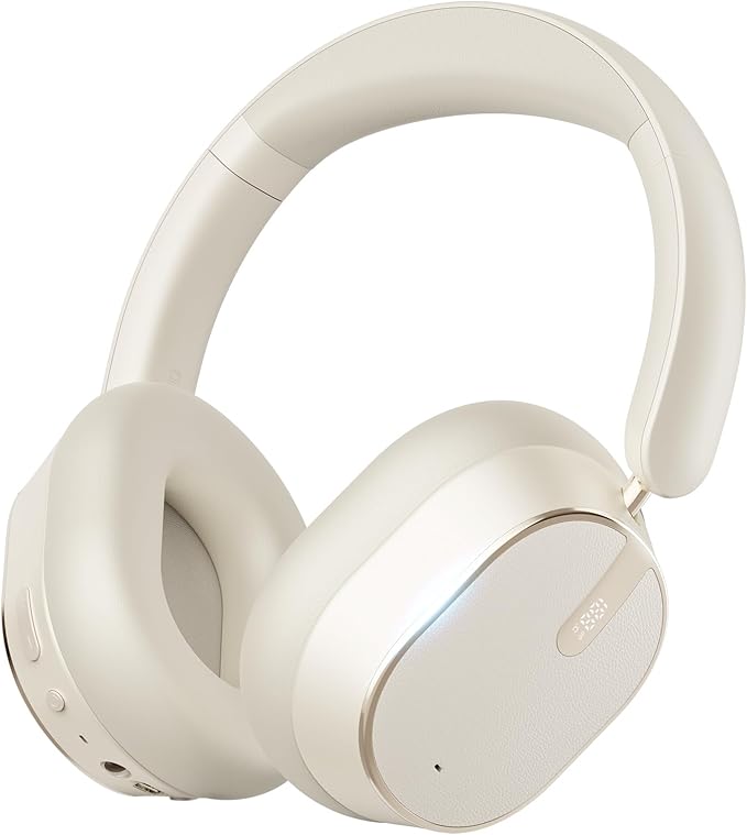 Hybrid Active Noise Cancelling Bluetooth Headphones,Bluetooth 6.0 Over Ear Wireless Headphones with 60H Playtime, Hi-Res Audio, Deep Bass, Memory Foam Ear Cups for Home Office Travel White