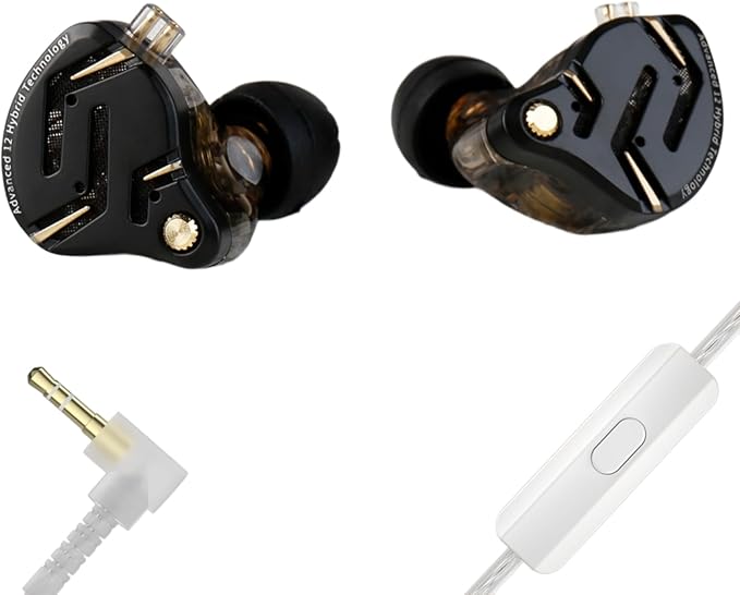 KZ ZS12 PRO 2 in Ear Monitor Headphones, 5BA+1DD 6 Hybrid Driver Gaming Earbuds Wired Earphones, HiFi Clarity Sound Immersive Bass IEMs for Gaming Musicians Singers Audiophiles (Black with Microphone)