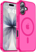 Strong Magnetic for iPhone 17 case [10Ft Military-Grade Protection] Compatible with fit MagSafe Shockproof Slim Thin Cover case for iPhone 17 6.3 inch, Hot Pink