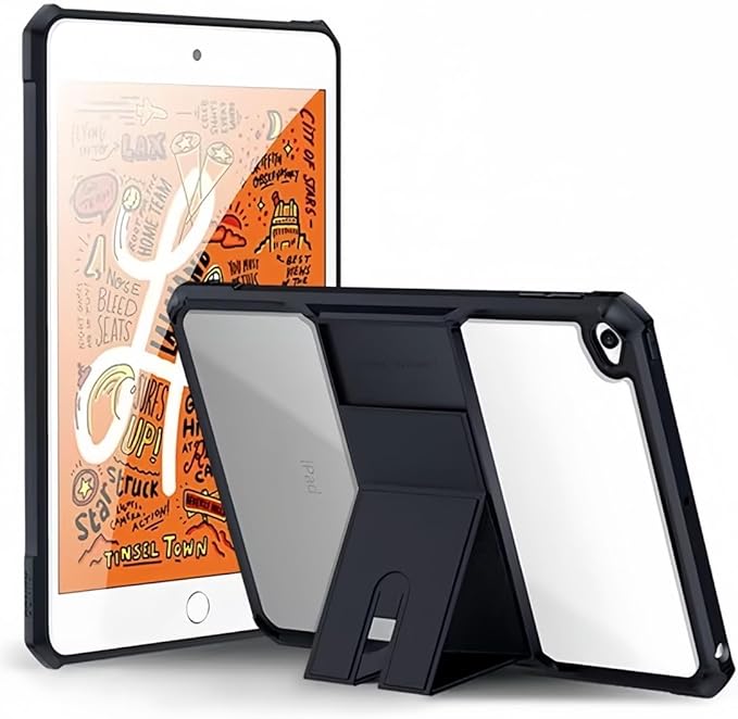 Clear Case for iPad Mini 5/4 with Stand, Transparent Back Cover Kickstand Case for iPad Mini 5th/4th Gen 7.9 inch