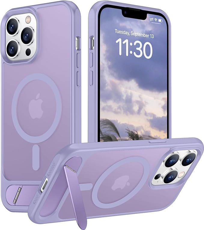 Magnetic Compatible with iPhone 13 Pro Max Case, [Built-in Invisible Kickstand][Compatible with MagSafe] [Military Grade Shockproof] Slim Translucent Matte Phone Case for iPhone 13 Pro Max 6.7"