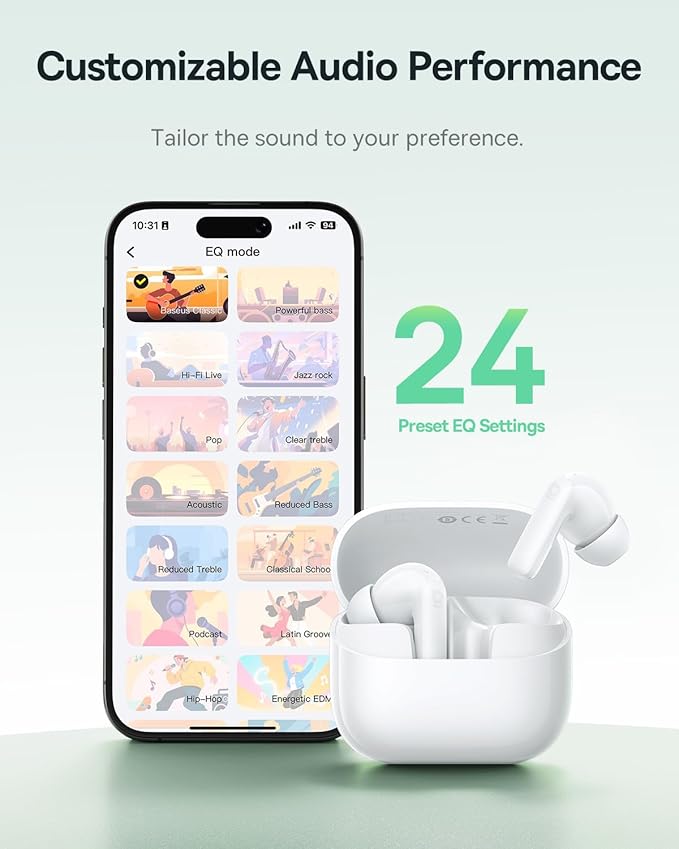 Baseus Bass BP1 NC Hybrid Active Noise Cancelling Wireless Earbuds, 12mm Super-Bass Driver, 41H Playtime, Bluetooth 6.0, IP55 Waterproof, 4-Mic AI ENC, 24 Customizable EQ