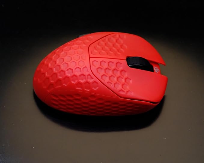GWolves HTR Lightweight Wireless Fingertip Grip Gaming Mouse,~28Gram,8K-Report,Low Latency,PAW3395 26,000CPI,Nrf52840 CPU,6 Programmable Btns,On-Board Memory,PC/Mac and Laptop (No-Honeycomb, Red)