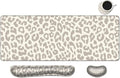 MIBITRI Keyboard Mouse Pad Set, Extended Gaming Mouse Pad+Ergonomics Keyboard Wrist Rest Support, Memory Foam, Easy Typing Pain Relief, 4Pcs XXL Ultra Thick Desk Mat, Leopard Print