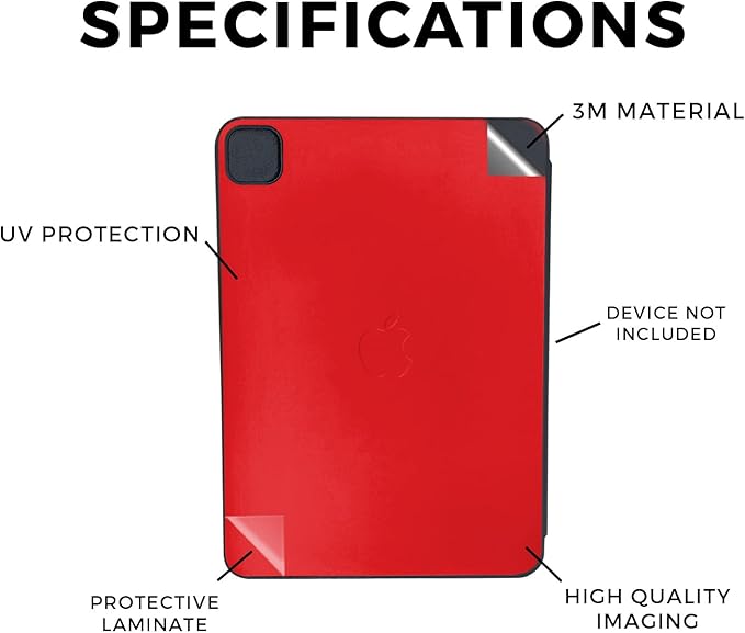 Skin Compatible with Apple Smart Folio for iPad Pro 11-inch (M4/M5) 2025 - Solid Red - Premium 3M Vinyl Protective Wrap Decal Cover | Crafted in The USA by MightySkins