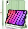 iMieet iPad mini 7 Case 2024 (A17 Pro), iPad mini 6 Case (8.3-Inch,2021 Model), iPad mini 7th/6th Generation Case with Pencil Holder, Trifold Stand Smart Case with Soft TPU Back,Matcha Green