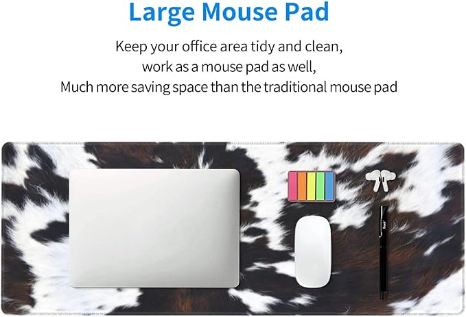 Cow Gaming Mouse Pad Extended Large Mouse Mat 31.5 X 11.8 Inch Nonslip Rubber Base Long Desk Pad Stitched Edges Mousepad Mice Pad for Office Home Game