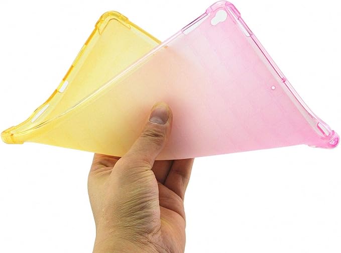 Translucent Frosted TPU Back Case for Apple iPad Air 3 (3rd Gen) 10.5" 2019 and iPad Pro 10.5" (2017) Gradient Color Impact Resistant Corner Protection Shockproof Cover, Pink & Yellow