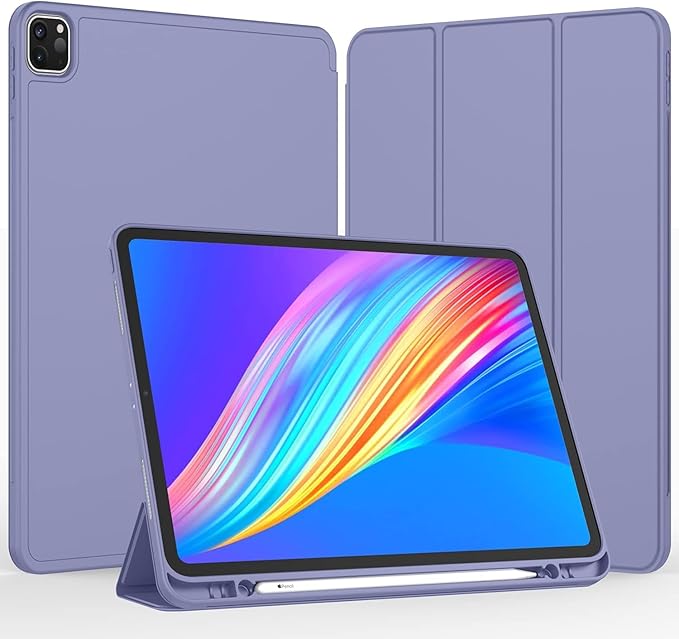 iMieet iPad Pro 13 Inch Case (M5/M4) 2025/2024 with Pencil Holder, Trifold Stand Smart Case with Soft TPU Back, Auto Wake/Sleep (Lavender)