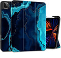 DONGKE Case for 2022/2021/2020/2018 iPad Pro 11 inch Gen 4/3/2/1 - Slim Protective Case - Built in Pencil Holder Support Charging - Trifold Stand & Sleep/Wake Cover - Blue Marble
