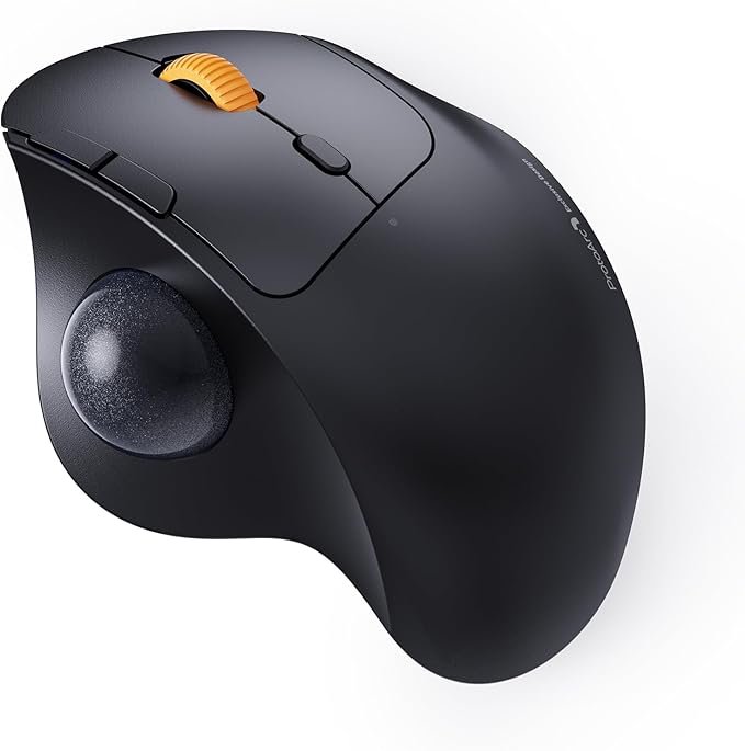 ProtoArc Wireless Trackball Mouse, EM04 Ergonomic Bluetooth Rollerball Rechargeable Computer Laptop Thumb Control Mouse, Compatible with PC, iPad, Mac, Windows-Gray Ball