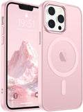 SUPFINE Magnetic for iPhone 13 Pro Max Case (Compatible with MagSafe) (Military Grade Drop Protection) Translucent Matte Shockproof Phone Cover,Light Pink