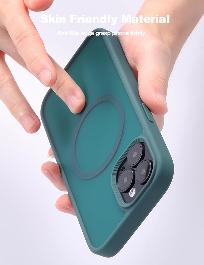 Tigowos Compatible with iPhone 15 Pro Max case Fits MagSafe 10FT Drop Resistant Matte Skin Feeling Shockproof Back Cover Fits iPhone 15 Pro Max Phone Cases, Turquoise Green