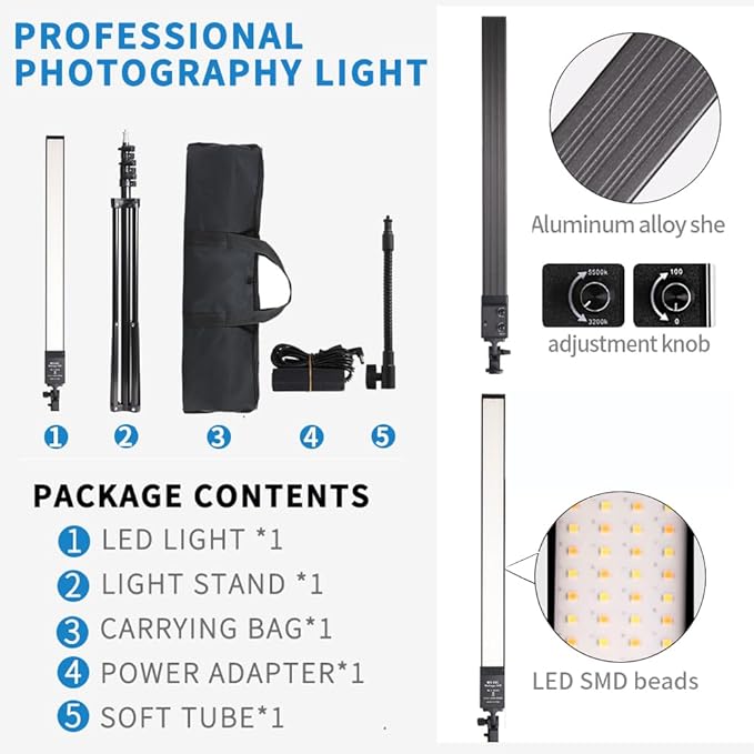 LED Photography Light Kit for Studio Portrait Photography, Live Streaming, YouTube Video Shooting, Tattooing, Eyebrow Tattooing, Eyelash Beauty, Beauty Lighting