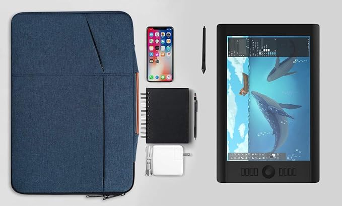 Protective Drawing Tablet Sleeve Case for Wacom Cintiq 16/ Cintiq Pro 17, Huion KAMVAS Pro 16, Waterproof Carrying Tablet Bag(Blue)