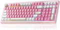 Aula Pink Keyboard, Wireless Gaming Keyboard Bluetooth Computer Keyboards Creamy Color Cute Quiet Keyboard with Number Pad RGB Backlit Tri-Mode BT/2.4GHz/USB-C - K99