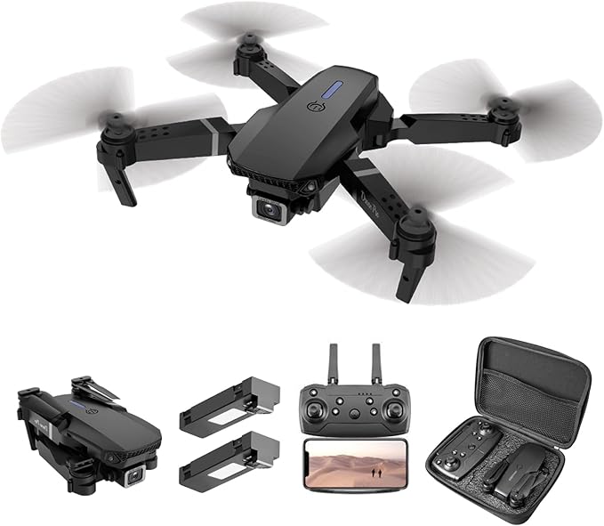 Mini Foldable Drone with Two HD Cameras, 360° Flip, 2.4GHz Remote Controller, One Key Take Off/Land, Headless mode, Two Modular Batteries, 110° Adjustable Lens for front Camera, Quadcopters & Multirotors, for Drone Amateurs Beginners Adults Teenagers_B...