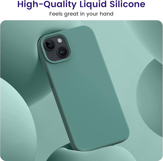 OTOFLY Designed for iPhone 13 Case, Silicone Shockproof Slim Thin Phone Case for iPhone 13 6.1 inch Midnight Green