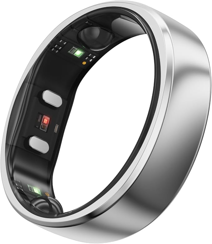 RingConn Gen 2, World’s First Smart Ring with Sleep Apnea Monitoring, No APP Subscription, 12-Day Battery Life, Stress/Heart Rate/Women's Health Tracker, Android & iOS Compatible (Silver, Size 14)
