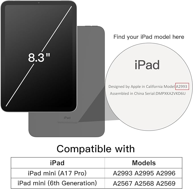 JETech Case for iPad mini (A17 Pro, 2024 Model, 7th Generation) / mini 6 (2021 Model, 6th Generation), Slim Stand Hard Back Shell Smart Cover with Auto Wake/Sleep (Navy Blue)
