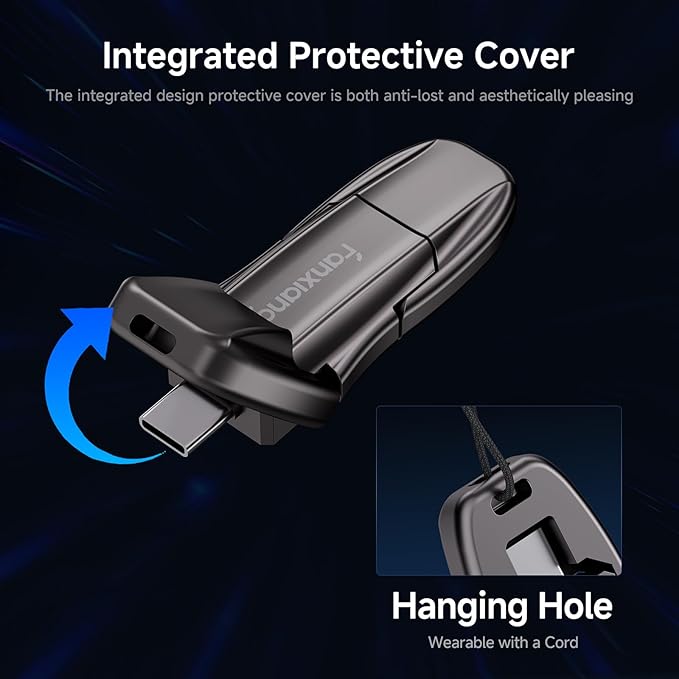 fanxiang Flash Drive 512GB, USB 3.2 Gen2 Up to 1050MB/s, USB Drive, USB A + Type C External Portable SSD for iPhone 15/Pro/Android Phone/Windows/MacPC/Laptops, FF952