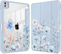 May Chen Case for iPad Pro 11-Inch M5/M4 2025/2024 (6th/5th Generation), Clear Transparent Print Back Shell Slim Stand Shockproof Tablet Cover, Auto Wake/Sleep, Blue Flowers
