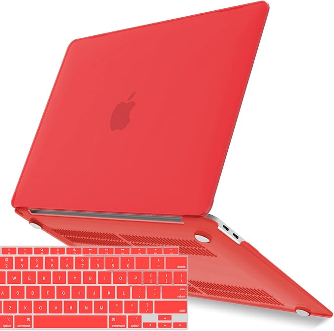 IBENZER Compatible with New MacBook Air 13 inch Case 2022 2021 2020 M1 A2337 A2179 A1932, Plastic Hard Shell Case with Keyboard Cover for Mac Retina Display with Touch ID, Red, MMA-T13RD+1A