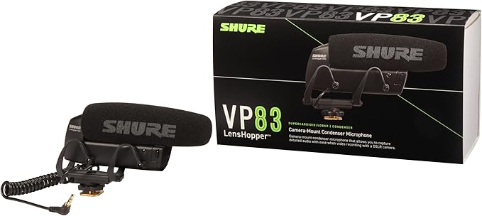 Shure VP83 LensHopper Camera-Mounted Condenser Shotgun Microphone for use with DSLR Cameras and HD Camcorders - Capture Detailed, High Definition Audio with Full Low-end Response