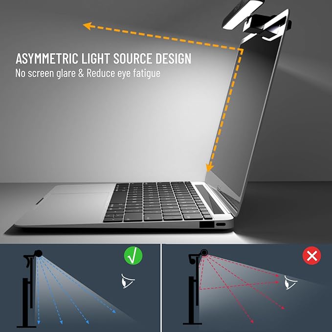 Acogedor Laptop Monitor Light Bar, LED Laptop Light Bar for Keyboard, with Stepless Dimming, No Screen Glare, Space Saving, Laptop Light Clip On