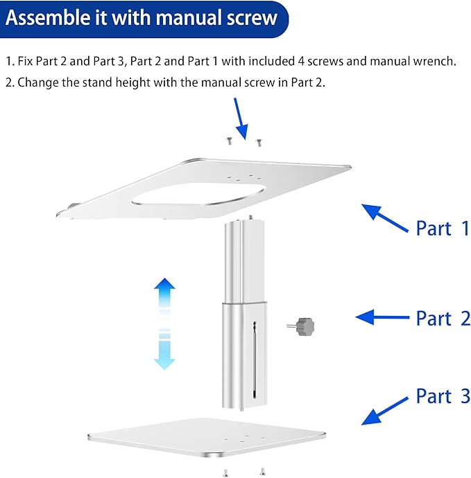 BESIGN LSX6N Laptop Stand, Ergonomic Adjustable Notebook Riser, Computer Holder, Laptop Mount Compatible with 10-15.6" Laptops, Silver