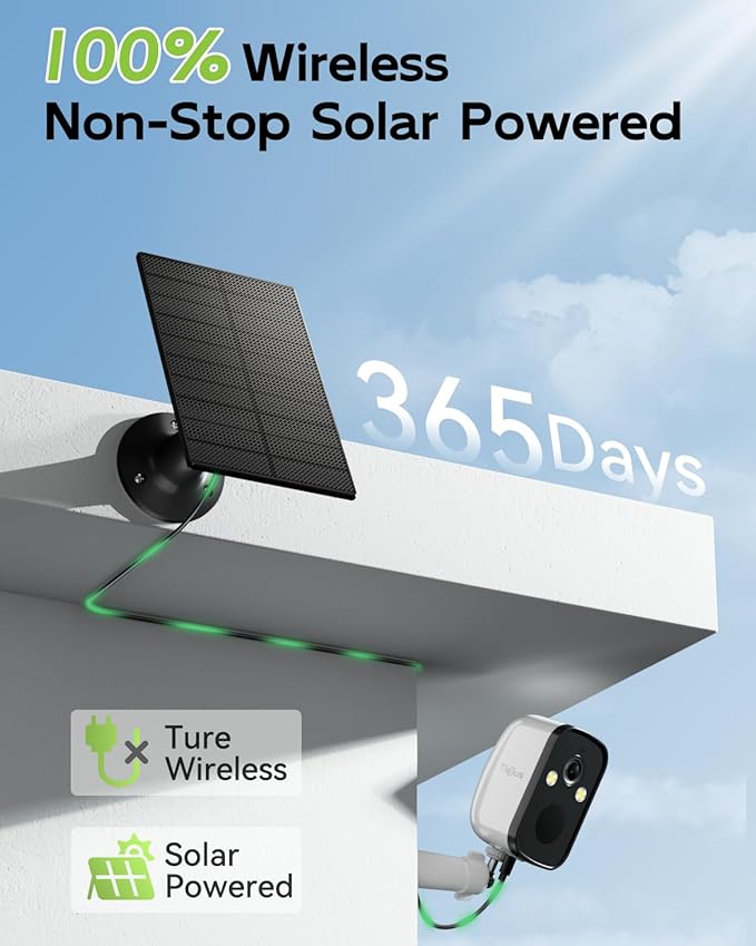 2K 5G Solar Security Cameras Wireless Outdoor 2-Pack, Wireless Cameras for Home with Full Color Night Vision, PIR Motion Detection, 5G&2.4GHz WiFi/IP66/ Alexa/2 Way Talk