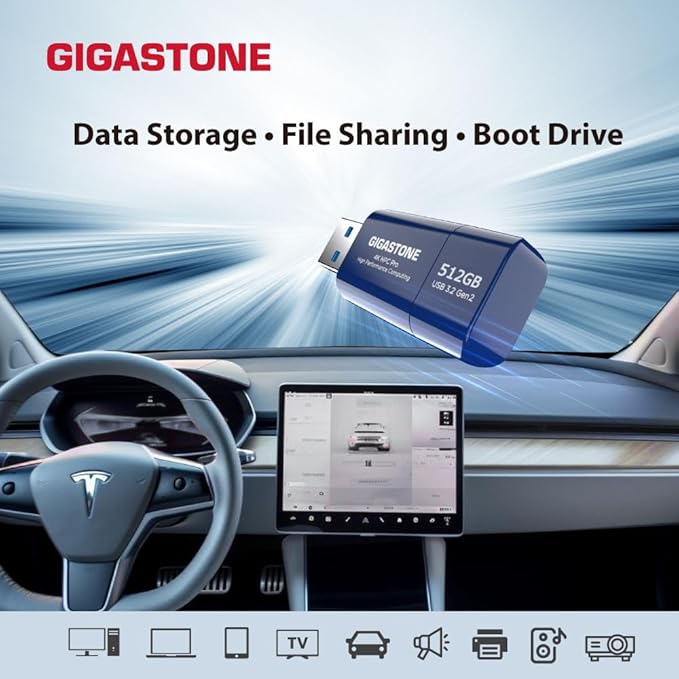 GIGASTONE Z80 512GB USB 3.2 Gen2 Solid State Drive, High Speed 1000MB/s, Capless Retractable Design Pen Drive, Carbon Fiber Style, Reliable & Durable
