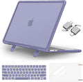 MOSISO Compatible with MacBook Pro 13 inch Case M2 2026-2016 A2338 M1 A2251 A2289 A2159 A1989 A1708 A1706, Heavy Duty Plastic Hard Case with Kickstand&Keyboard Skin&Screen Film&Type C, Lavender Gray